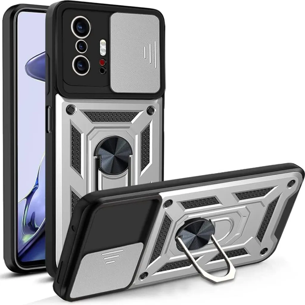 Custodia Xiaomi Mi 11T Pro Argento: Cover Militare Antiurto con Supporto
