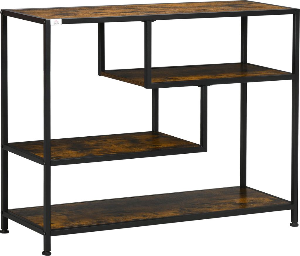 Regal, Konsolentisch, Industrial Design, 4 Böden, Stahlrahmen, 99,6 x 33,6 x 74 cm