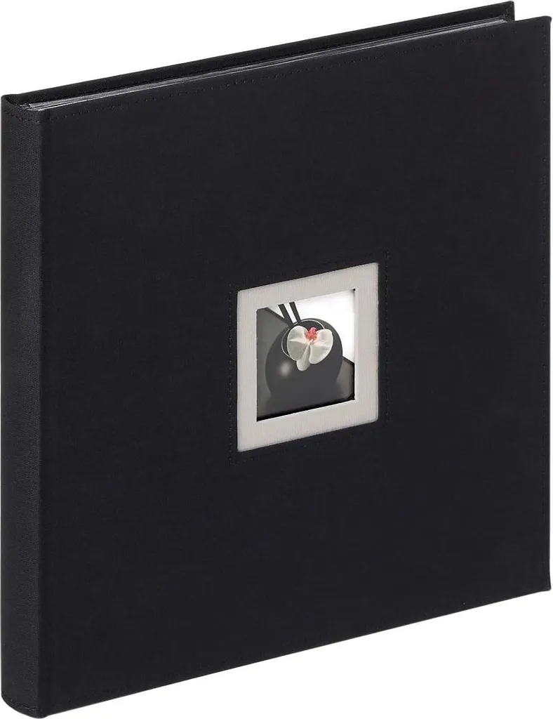 Album photo 30x30 cm lin noir avec fenêtre de couverture personnalisée