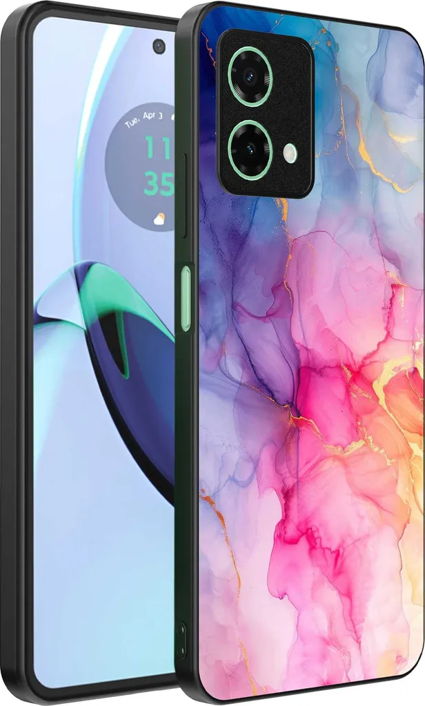 Adatto per Motorola Moto G84 Custodia per telefono con stampa in marmo - Custodia in TPU con design in marmo - Arcobaleno - Smartphonics