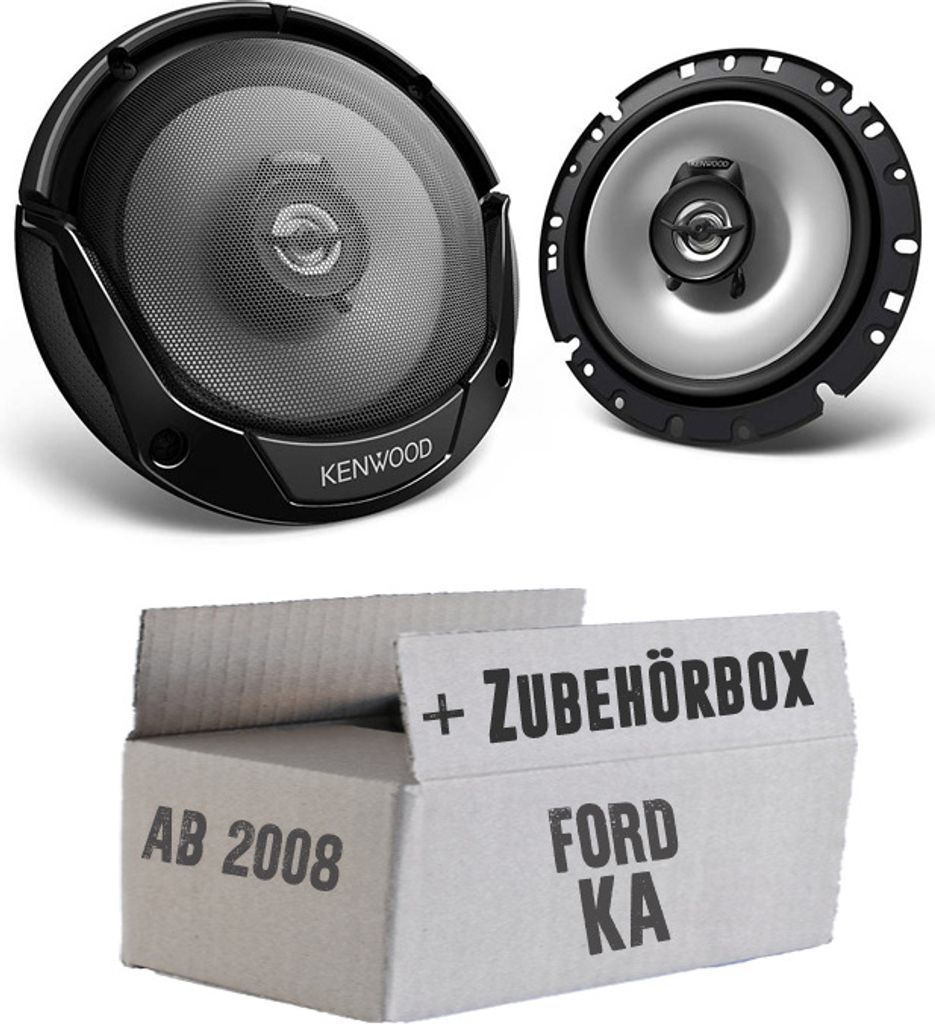 Lautsprecher Boxen Kenwood KFC-S1766 - 16,5cm 2-Wege Koaxialsystem Auto Einbausatz - Einbauset passend für Ford KA 2 RU8 - justSOUND