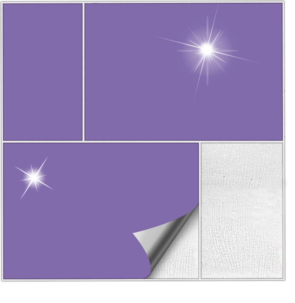 Kiwistar Fliesenaufkleber Lavendel Glänzend - 9 x 9 cm - 50 Stück - Klebefliesen Fliesenmuster Stickerfliesen Wandfliesen überkleben