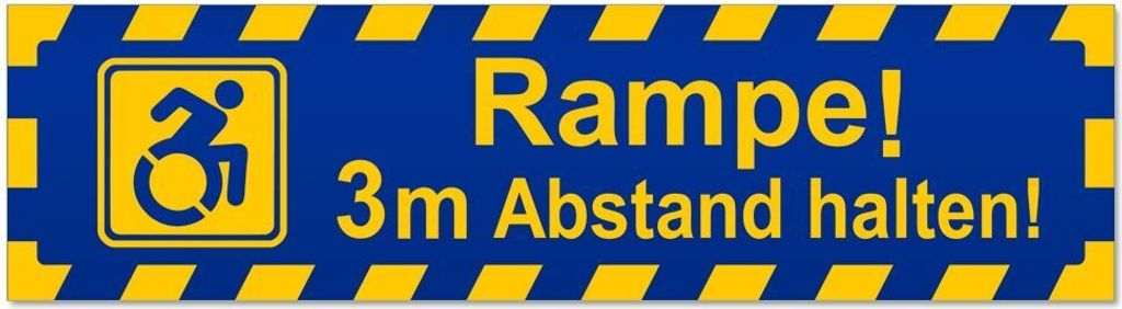 Kiwistar - Autoaufkleber - Blau - 60 x 16 cm - Rampe! Motiv 3m Abstand gestreift - Hinweis Aufkleber Sticker für Auto, Kfz, Fahrrad, PKW, LKW
