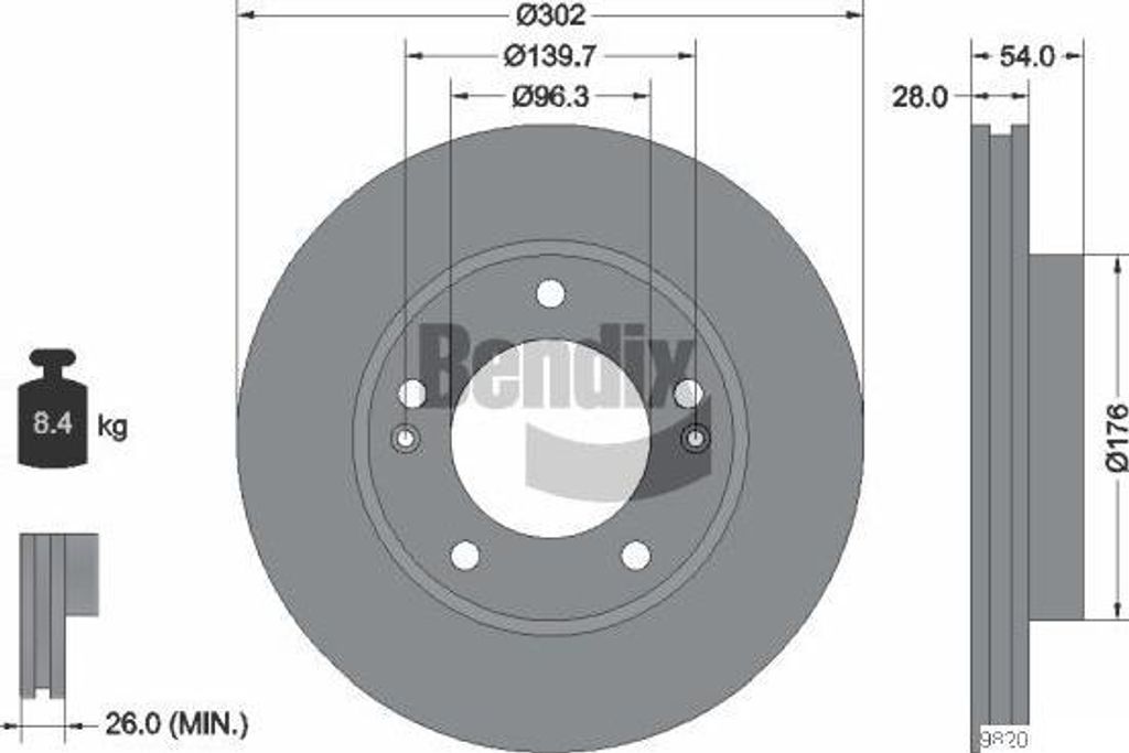 BENDIX Braking BDS1713 Bremsscheibe OE 517123E000 kompatibel mit Sorento