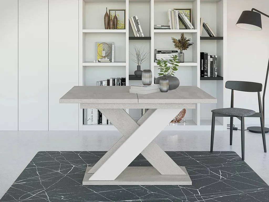 Table extensible Tosca Design Bicolore Gris Blanc modulable 4-6 convives