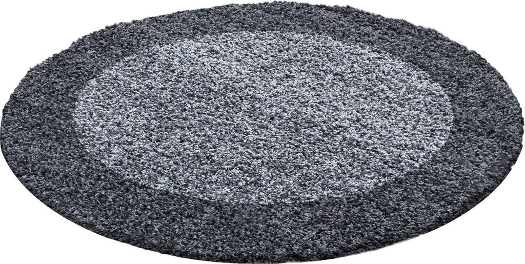 Carpetsale24 Hochflor Teppich Bordüre Design Modern Shaggy Teppich Wohnzimmer, Schlafzimmer Flauschig Weich, Grösse: 160 cm Rund