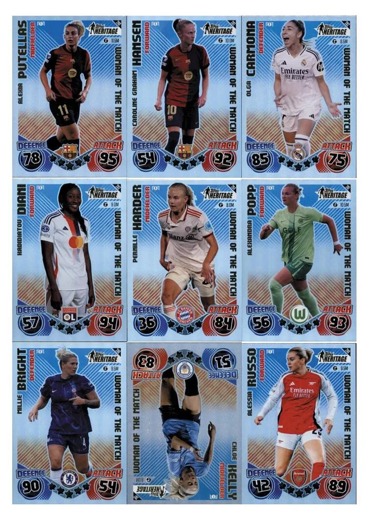 Cartes Heritage Match Attax UWCL 2024/25 : Les 9 Femmes du Match Enfin Ici