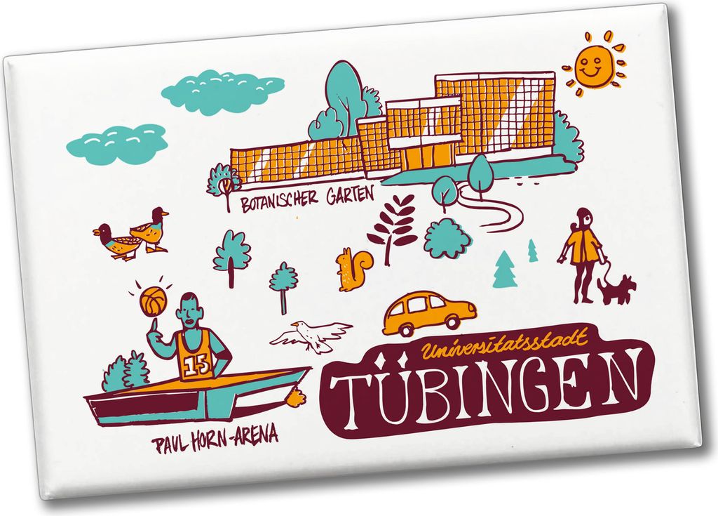 Tübingen Wimmelgrafik Souvenier Souvenir Magnet Botanischer Garten