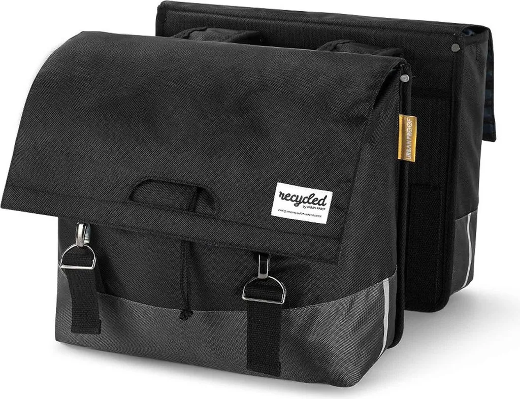 Urban Proof Sacoche Vélo Double 55L Grise et Noire en RPET Recyclé