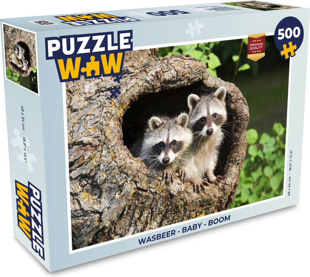 MuchoWow Puzzle 500 Teile Waschbär - Baby - Baum - 500 Teile - Kinder - Selberbauen - Puzzlespiele