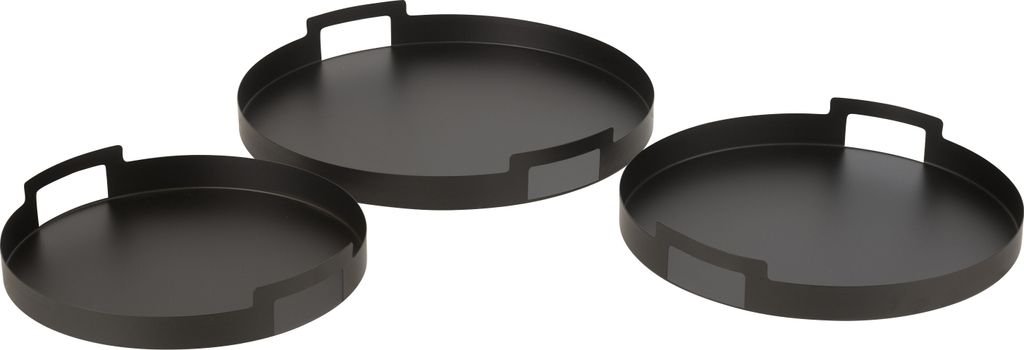 J-Line Set Von 3 Tabletten Rund Metall Schwarz