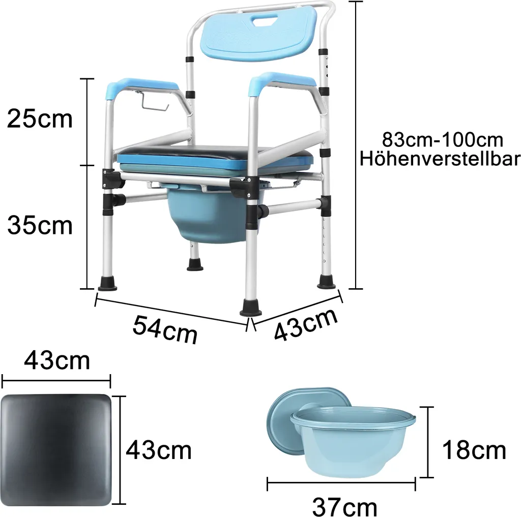 Chaise Percée Médicale avec Accoudoirs et Siège de Douche Antidérapant