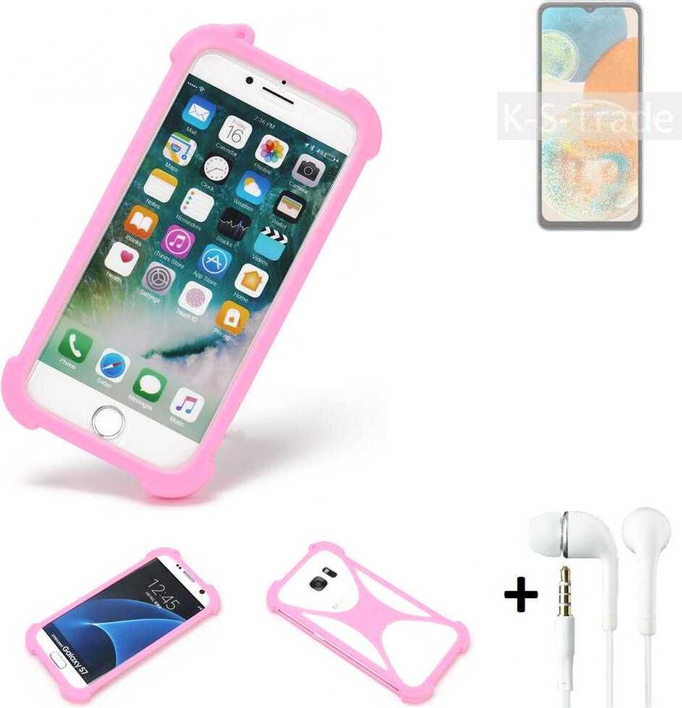 K-S-Trade Bumper + Kopfhörer kompatibel mit Samsung Galaxy A23 5G Handy Hülle Schutzhülle Silikon Schutz Hülle Cover Case Silikoncase