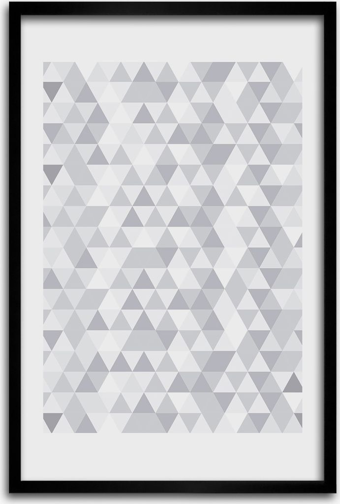 Bild - Bilderrahmen - 40 cm x 60 cm - MDF - Rahmen - Wandkunst - Graue Dreiecke