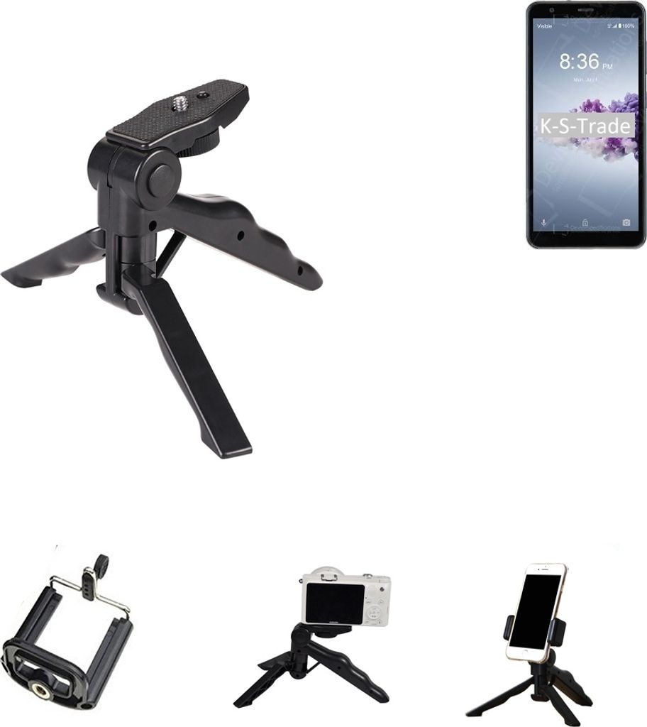 K-S-Trade Stativ Tisch-Ständer Dreibein Handy-Stativ Ständer kompatibel mit ZTE Blade A3 Prime Mini-Stativ Smartphone Tripod Handy-Stativ aus