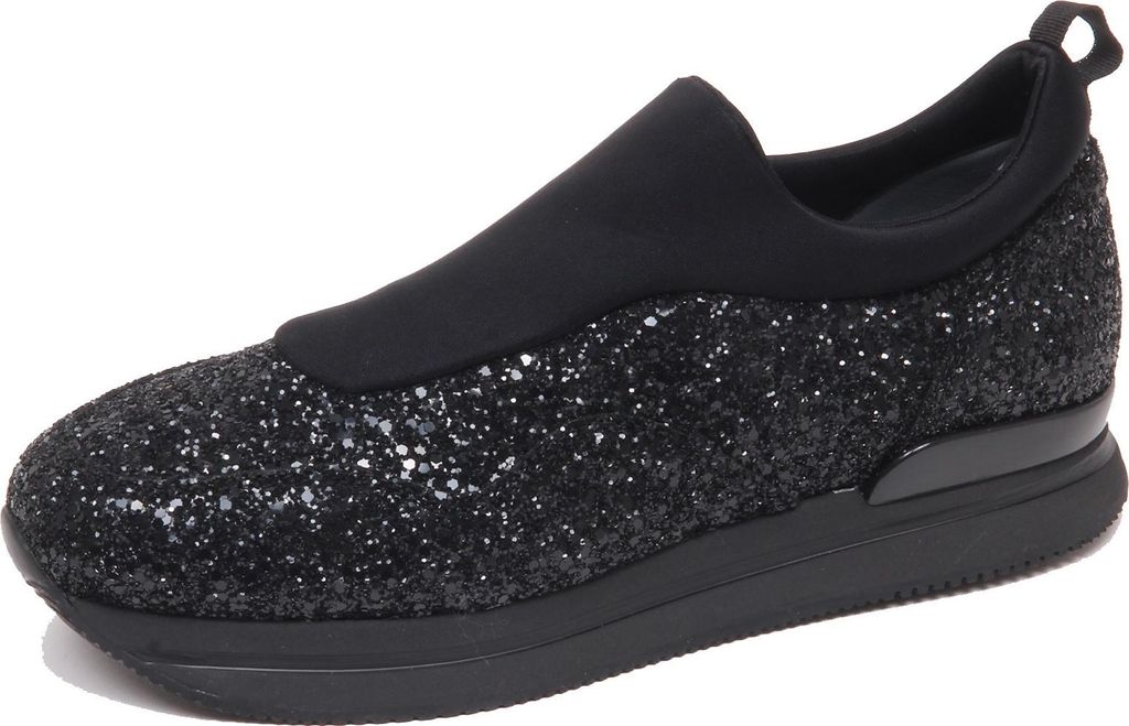 F5622 sneaker donna schwarz glitter HOGAN H222 scarpe slip on shoe woman