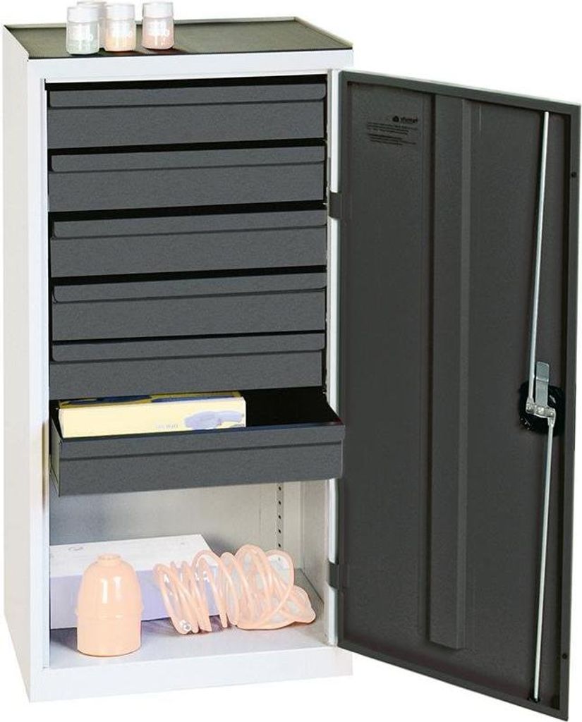 Stumpf Werkzeug- und Materialschrank Serie 3000 lichtgrau / anthrazitgrau + 6 Schubladen 100 mm - 3001671