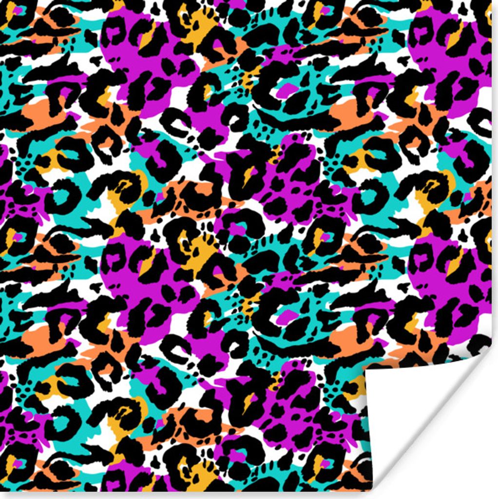 MuchoWow Poster Pantherdruck - Farbe - Flecken 50x50 cm - Wohnzimmerdekoration