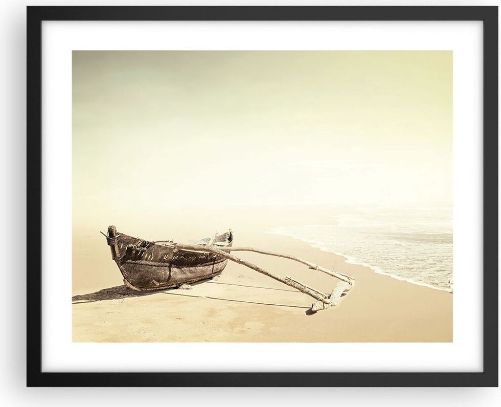 Gerahmtes Poster - Schwarzer Rahmen - £ódŸ Wrack Meer - 50x40 cm - Wand Bild - Wanddeko - Wandbilder - Kunstposter - Wandposter - Bilderrahmen -...