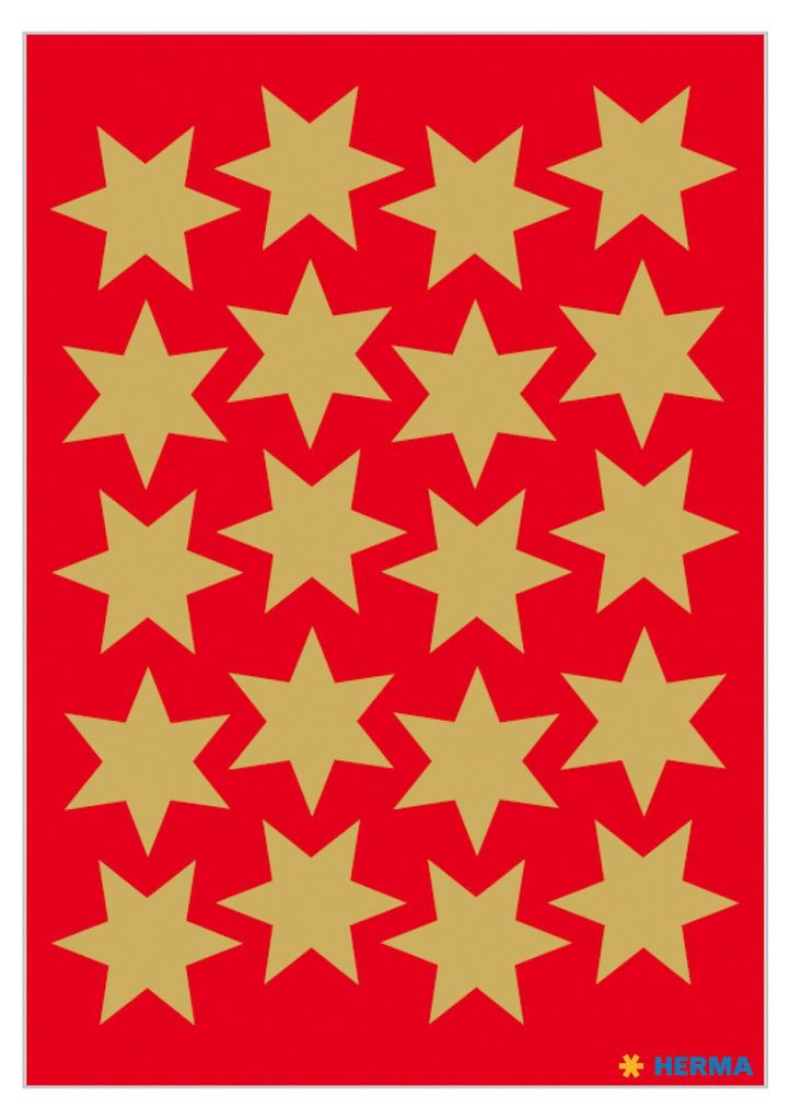 HERMA Weihnachts-Sticker DECOR "Sterne" 21 mm gold 3 Blatt Produktbild 