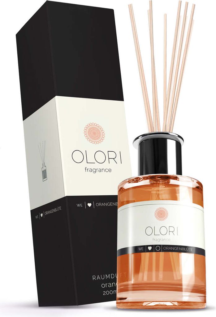 OLORI Raumduft Diffuser mit Stäbchen 200ml (Orangenblüte) Produktbild 