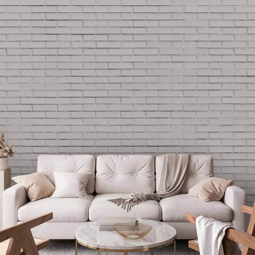 Vlies Fototapete - Snow Brick - Pattern Imitating a Brick Wall in White 300x210 cm Muster f-B-10108-a-a