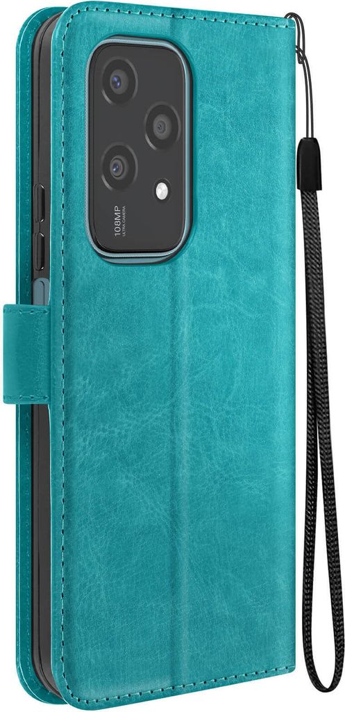 Mayaxess, Honor 200 Lite Wallet Case Standfunktion mit Handschlaufe, Türkisblau