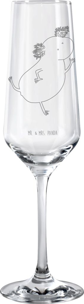 Mr. & Mrs. Panda Glas Axolotl Tanzen - Transparent - Geschenk, Lurch, Freundin, Sterne, Sektglas mit Gravur, Freudig, Sektflöte, Flute, Champagner...