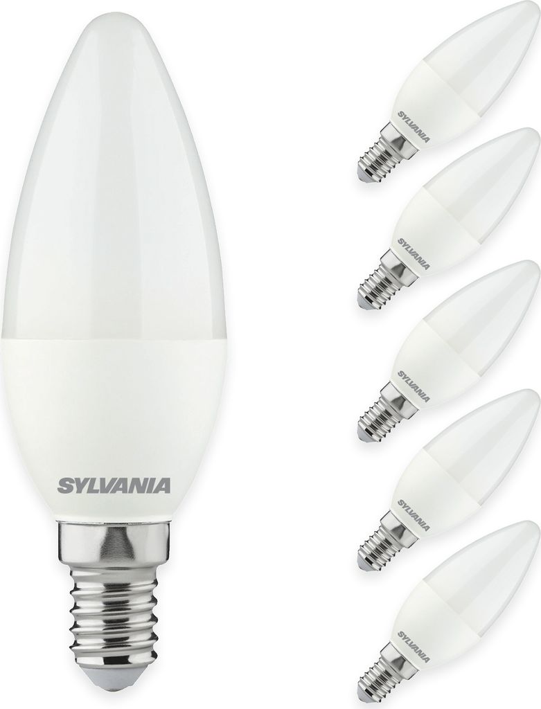 SYLVANIA LED Kerze E14 Warmweiß | 2,5 Watt | 25W Glühbrine Ersatz | 250 Lumen | 2700K Leuchtmittel | 6er Pack