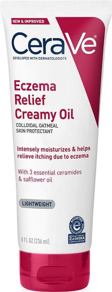 CeraVe Eczema Relief Creamy Oil Körpercreme zur Linderung von Ekzemen und intensiver Hautbefeuchtung mit Ceramid und kolloidalem Hafermehl, 236ml