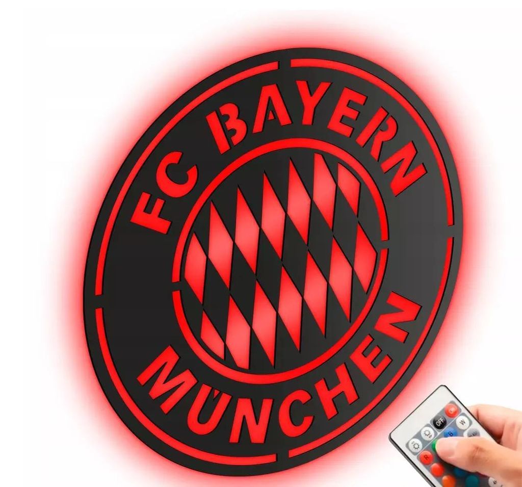 Lampada a LED decorazione da parete logo FC Bayern Monaco Immagine del prodotto 