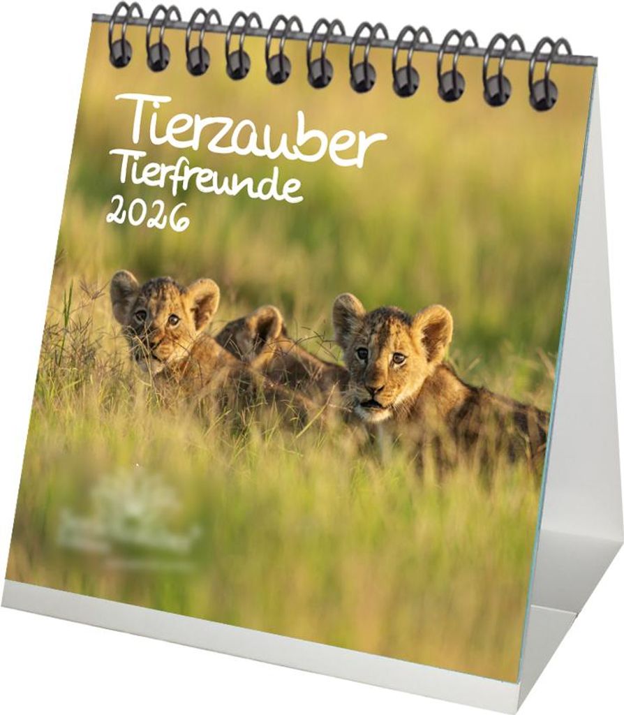 Tierzauber Tierfreunde Tischkalender 10cm x 10cm für 2026 verschiedene Tiere und ihre Freundschaften - Seelenzauber