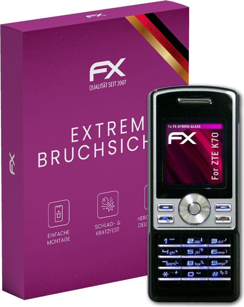 atFoliX FX-Hybrid-Glass Displayfolie kompatibel mit ZTE K70 Glasfolie