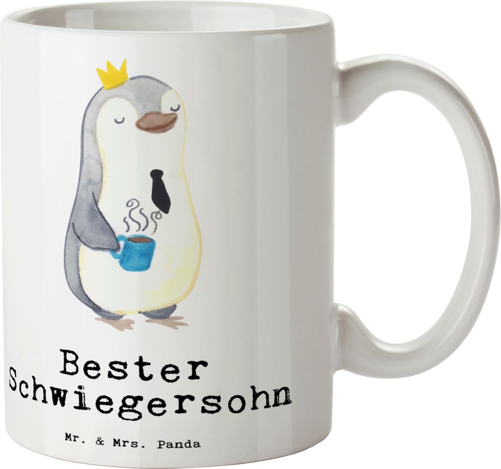 Mr. & Mrs. Panda Kaffeetasse Pinguin Bester Schwiegersohn - Weiß - Geschenk, Hochzeit, haferl, Frau, Tochter, Kaffeebecher, Geschenkidee, Heirat, ...