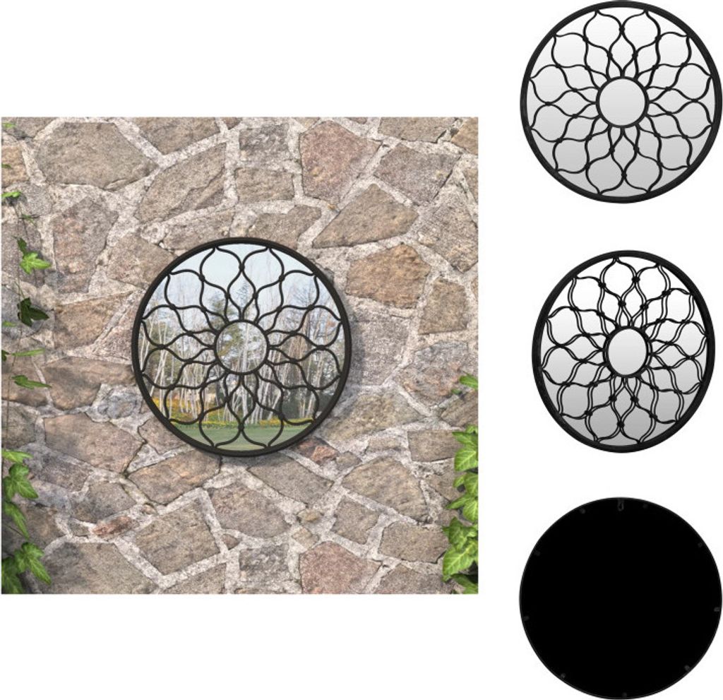 vidaXL Gartenspiegel Schwarz 60x3 cm Eisen Rund - Spiegel