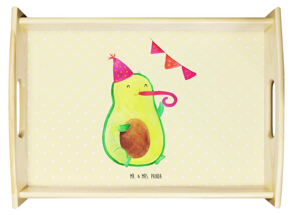 Mr. & Mrs. Panda sofatablett Avocado Geburtstag - Gelb Pastell - Geschenk, Feier, Gesund, Frucht, Holztablett, tablett aus holz, Überraschung, Ser...