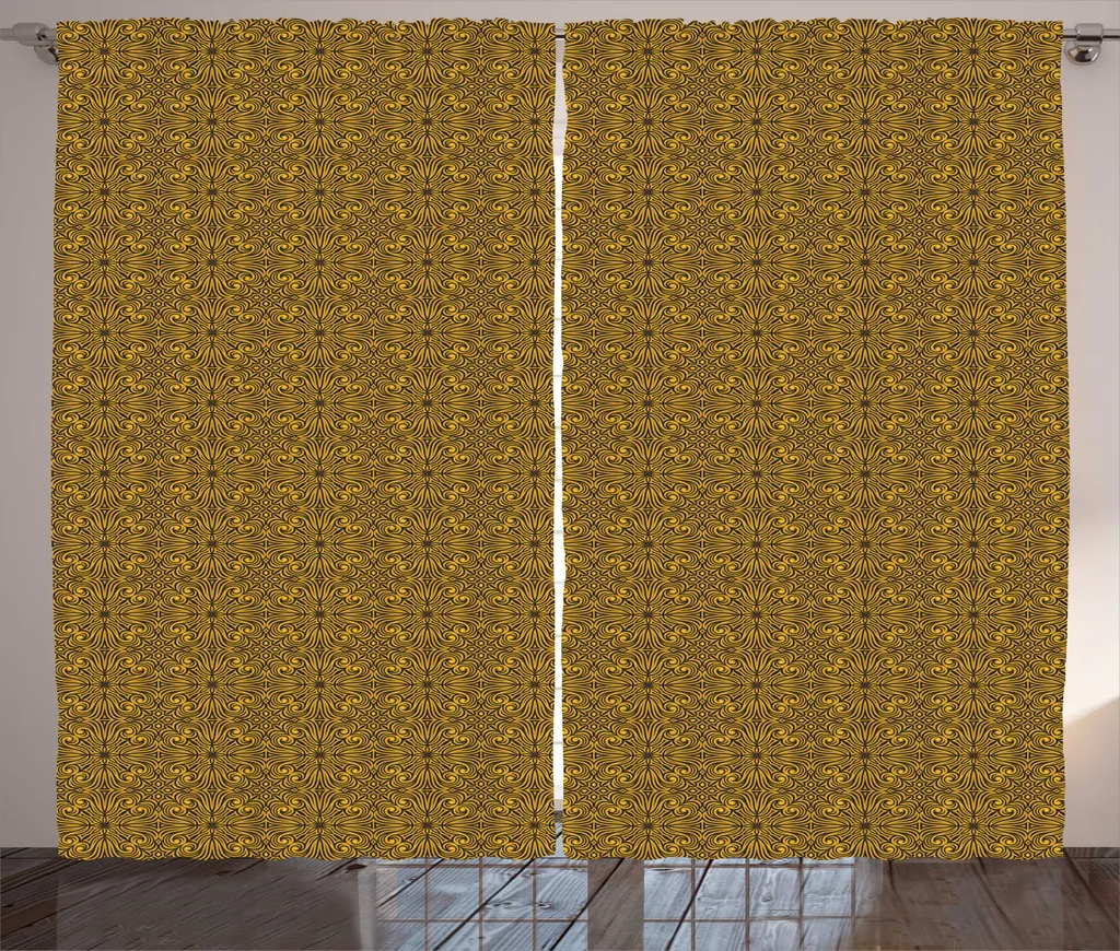 ABAKUHAUS Rideau Ethnique Rustique Victorian Königs Jaune Terre 280x225cm