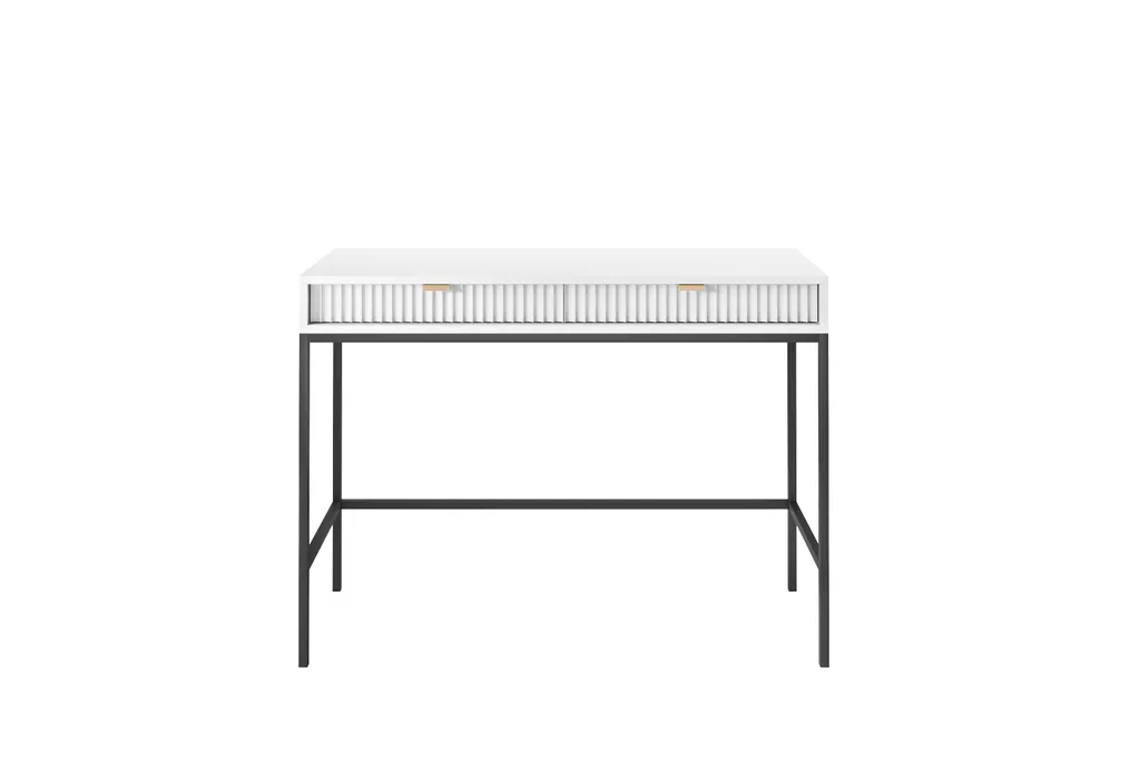 MINIO Coiffeuse NOVA Blanc avec Pieds en Métal - Console Coiffeuse Design - 2