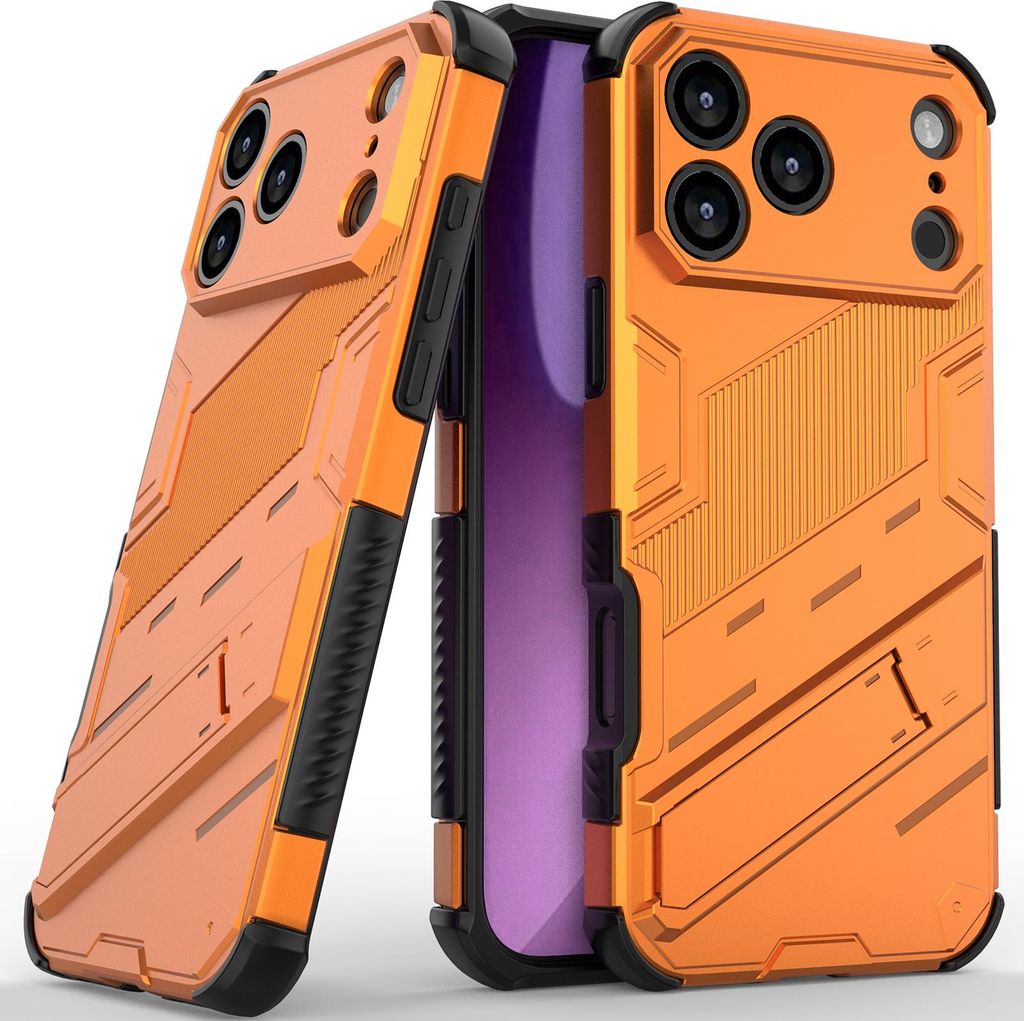Armor Hülle für iPhone 17 Pro Max Hybrid PC TPU Bumper Stoßfestes Schutzhülle mit Standfunktion Orange