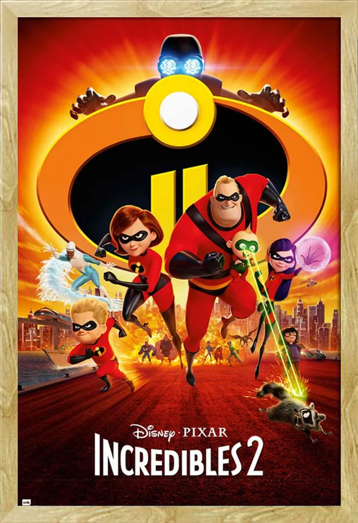 Affiche de film Les Indestructibles encadrée sous vitre cadre bois hêtre