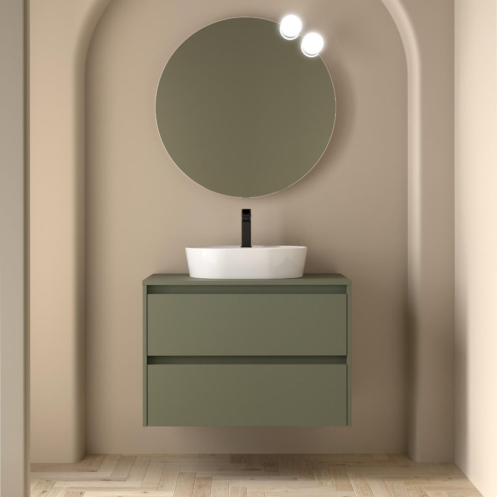 Badezimmermöbel BALTIC 800 2 Schubladen GREEN SATIN + Produktbild 