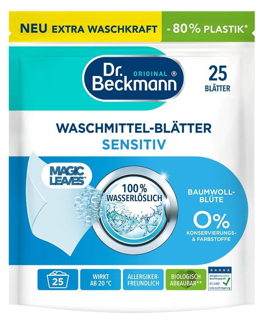 Dr. Beckmann Magic Leaves Wäsche 25 Blätter Sensitiv Produktbild 