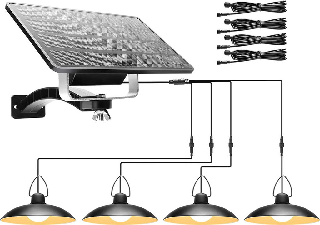 Lichtsensor Solarlampe für außen hängend solar hängeleuchte hängelampe Garten IP65 Wasserdicht mit 4 Lampen(Warmweiß)