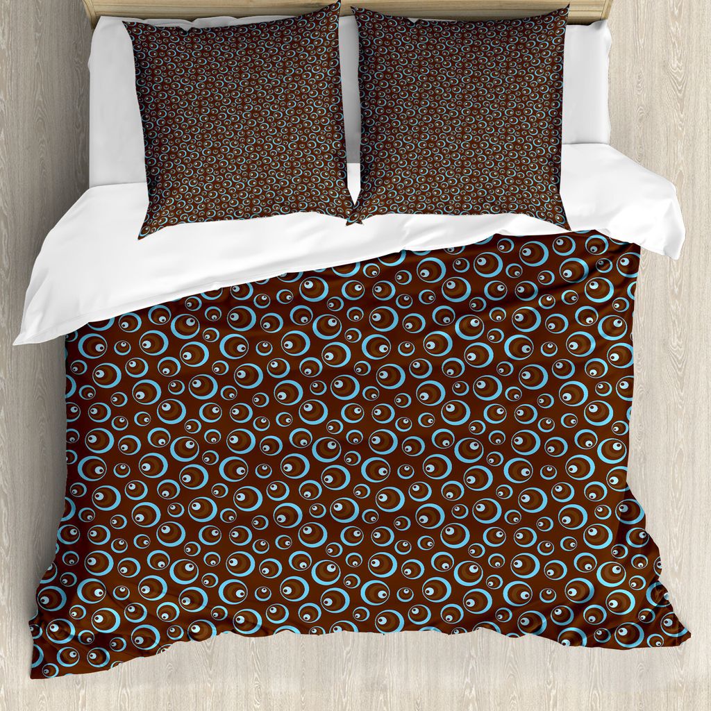 ABAKUHAUS Brown und Blau Bettbezug, Kreisauslegung, Milbensicher Allergiker geeignet mit Kissenbezügen, 155 cm x 220 cm - 80 x 80 cm, Braun Hellblau