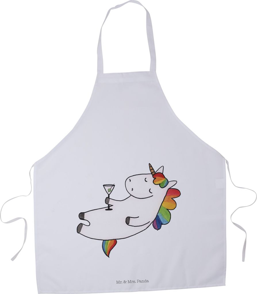 Mr. & Mrs. Panda Kochschürze Einhorn Cocktail - Weiß - Geschenk, Unicorn, Latzschürze, Einhörner, Schürze, Spruch, Grillmeister, Grillschürze...