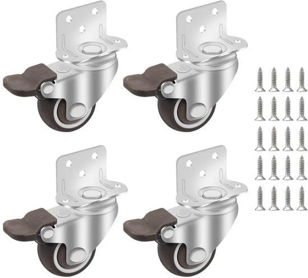 Roulettes anti-rayures pour sols fragiles 38 mm avec frein et embase L