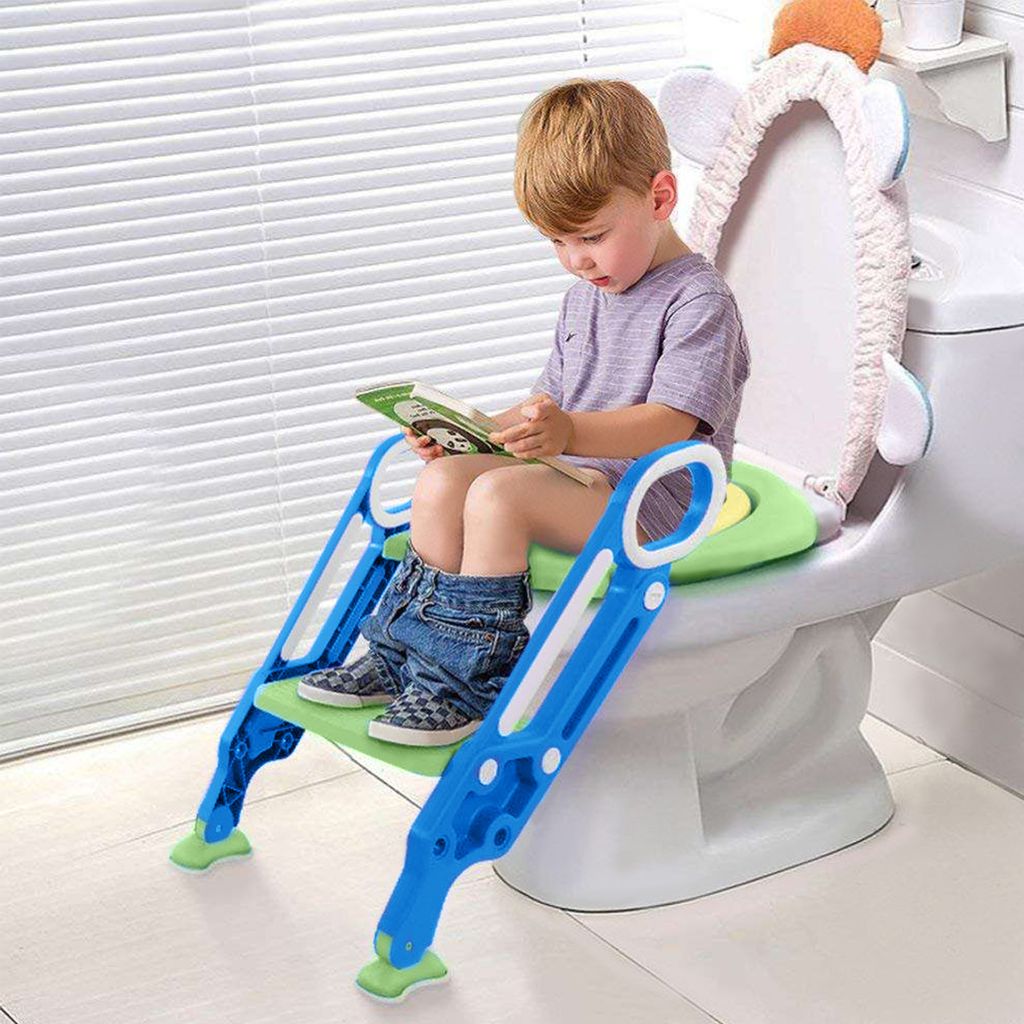 Toilettentrainer für 1-7 Kinder PU Sitz Toilettensitz mit Treppe WC Sitz 