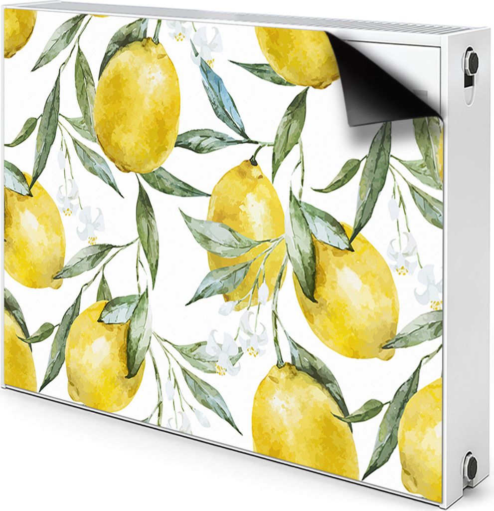 Magnet Radiator Magnet Mat Heizkörper Heizung Verkleidung Abdeckung 110x60 cm - Gemalte Zitronen