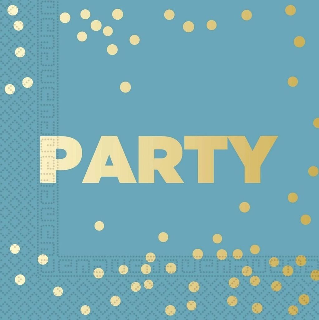 Procos - Goldfolie - Servietten "Party" 16er-Pack - 3-lagig, Papier SG27386 (Einheitsgröße) (Blau/Gold)