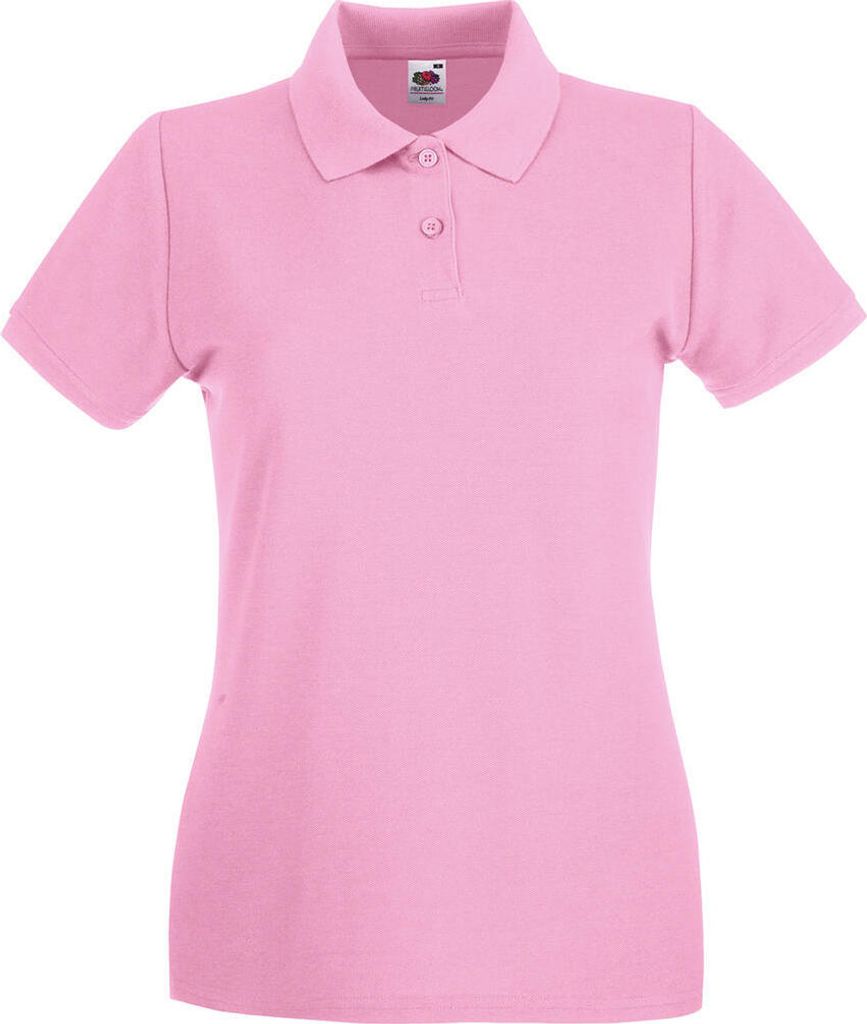 Fruit of the Loom Damen T-Shirt Polohemd kurzarm Poloshirt Polo Shirt, Größe:XS (8), Farbe:Light Pink
